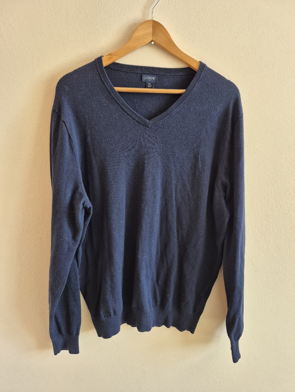 Merino Wool And Cotton Blend V Neck Sweater By J.Crew Mens XL Dark Blue